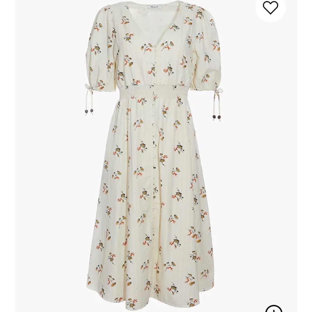 Madewell Tie-Sleeve Floral Button-Front Midi Dress